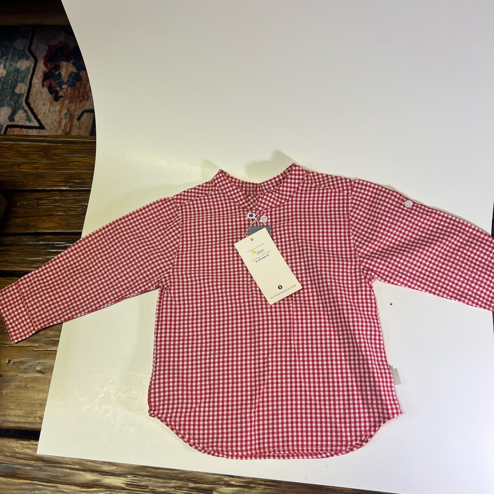 Classic Red Gingham Kids Button-Down Shirt